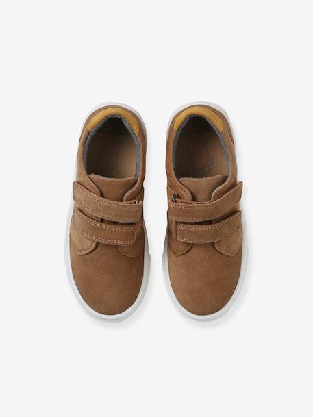 Leren derby's met klittenband voor jongens marineblauw+MARRON MOYEN UNI - vertbaudet enfant 