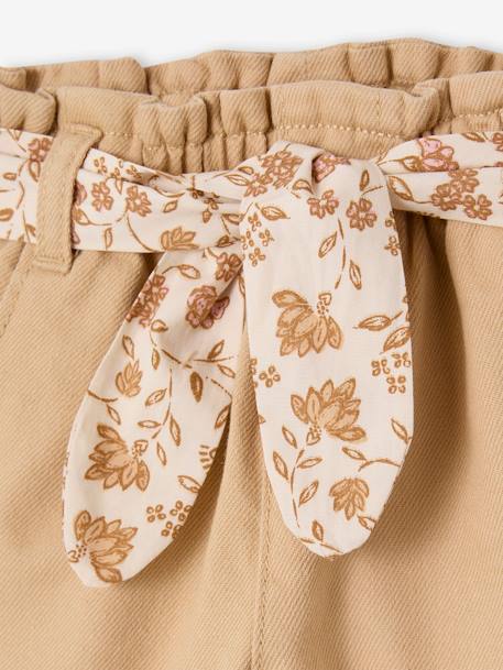 Pantalon paperbag bébé avec ceinture cappuccino+lichen+vieux rose - vertbaudet enfant 