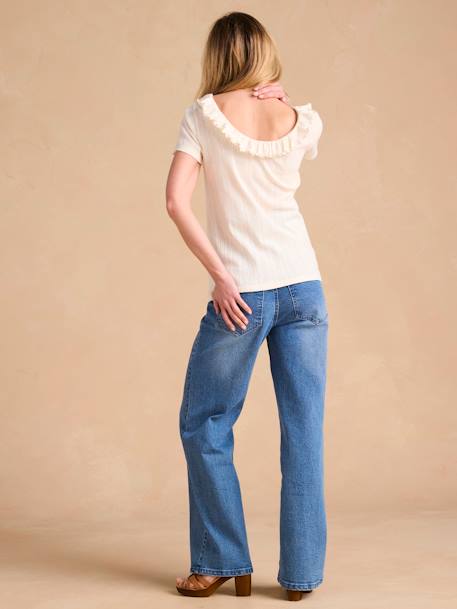 T-shirt en maille pointelle grossesse décolleté dos beige chiné - vertbaudet enfant 