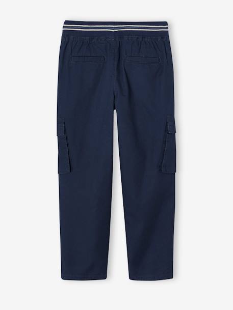 Pantalon droit cargo droit morphologique tour de hanches médium bleu nuit+sable - vertbaudet enfant 
