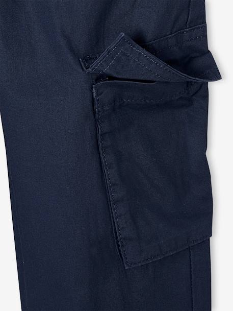 Pantalon droit cargo droit morphologique tour de hanches médium bleu nuit+sable - vertbaudet enfant 