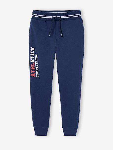 Sport joggingbroek van fleece jongens gemêleerd grijs+marineblauw - vertbaudet enfant 