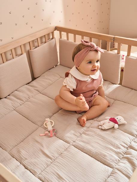 Effen bi-materiaal vloermat / boxkleed indigoblauw+okergeel+olijf+taupe+terracotta - vertbaudet enfant 