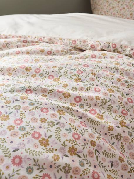 Dekbedovertrekset + kussensloop kind PETITE LICORNE, met gerecycled katoen wit, bedrukt - vertbaudet enfant 