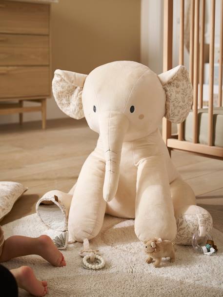 Grande peluche éléphant d'activités BABYLON beige - vertbaudet enfant 