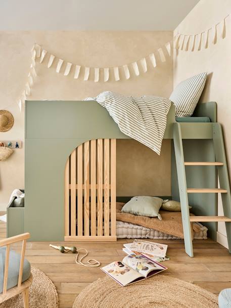 Hoogslaper voor kinderen met opbergruimte Playful groen - vertbaudet enfant 