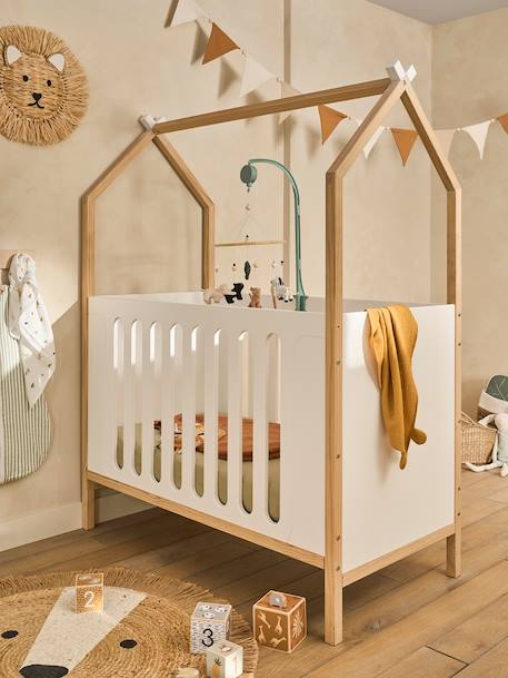 Lit bébé Cabane LIGNE COCONUT transformable en banquette blanc - vertbaudet enfant 