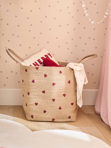 Panier de rangement XL coeur en jute CHERRY beige - vertbaudet enfant 