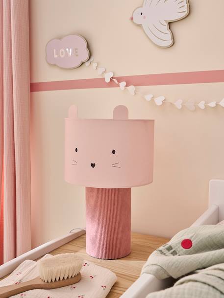 Lampe à poser tête d'animal et pied en velours rose - vertbaudet enfant 