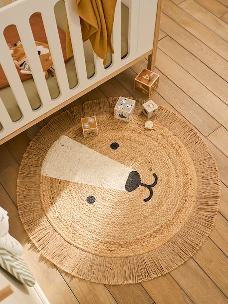 Tapis rond en jute Lion beige doré - vertbaudet enfant 