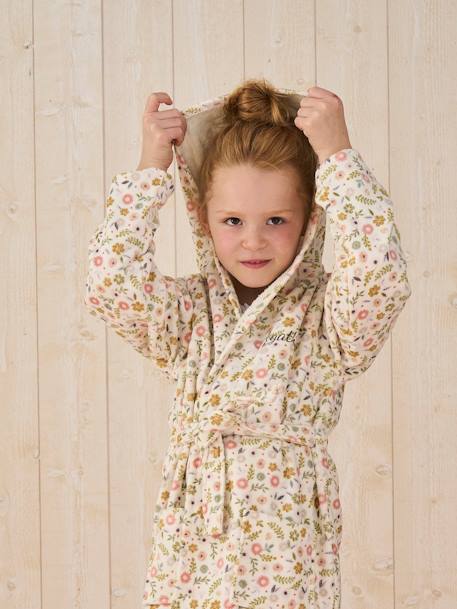 Peignoir de bain enfant personnalisable, avec coton recyclé blanc imprimé - vertbaudet enfant 