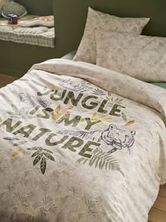 -Parure housse de couette + taie oreiller enfant GREEN JUNGLE, avec coton recyclé