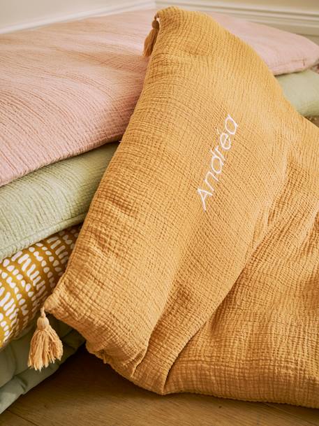 Personaliseerbare hoes voor vloermatras kaneel+roze (poederkleur)+saliegroen - vertbaudet enfant 