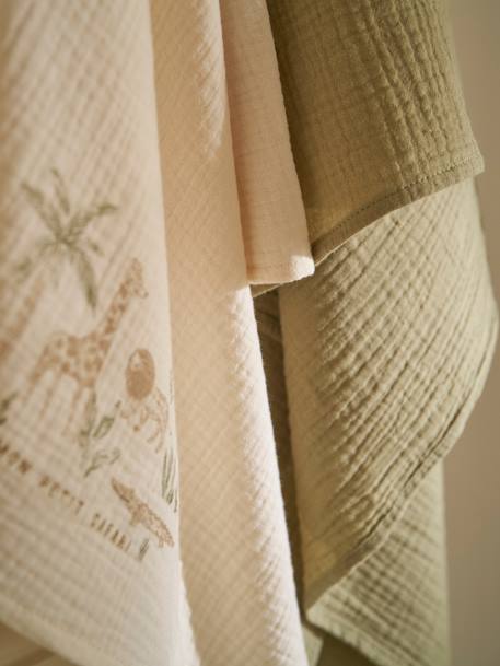 Lot de 3 langes en gaze de coton BABYLON beige imprimé - vertbaudet enfant 
