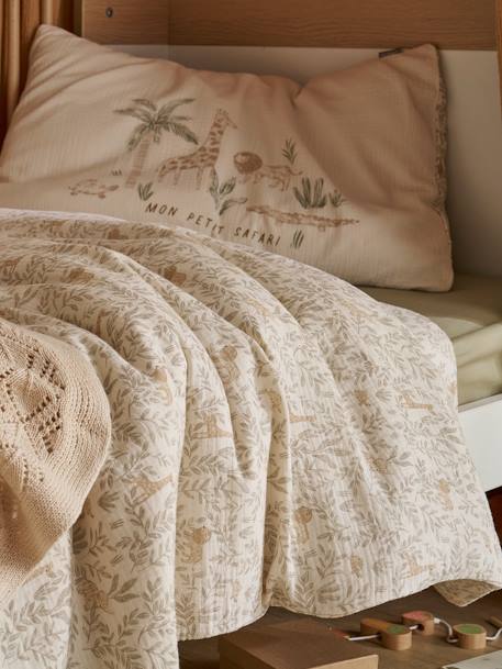 Parure housse de couette + taie d'oreiller bébé BABYLON beige imprimé - vertbaudet enfant 