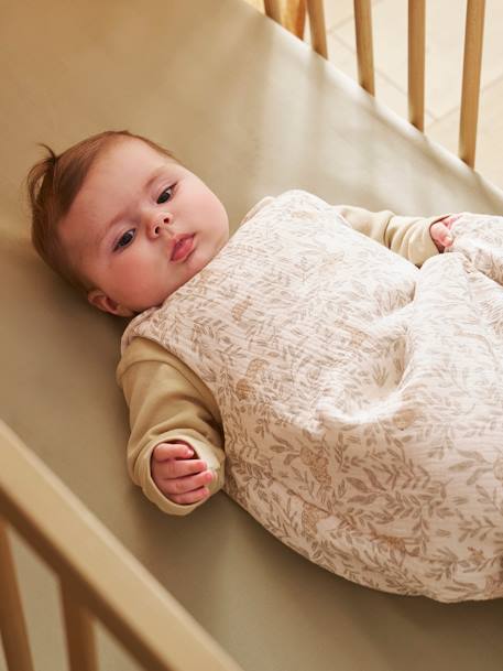 Gigoteuse sans manches en gaze de coton personnalisable BABYLON beige imprimé - vertbaudet enfant 