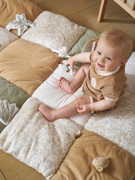 Tapis d'éveil moelleux et ludique bleu+écru+marron+multicolore+noir+rouge - vertbaudet enfant 