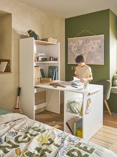 Bibliothèque avec bureau intégré Modulo blanc - vertbaudet enfant 