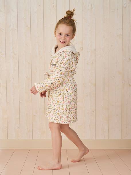 Peignoir de bain enfant personnalisable, avec coton recyclé blanc imprimé - vertbaudet enfant 