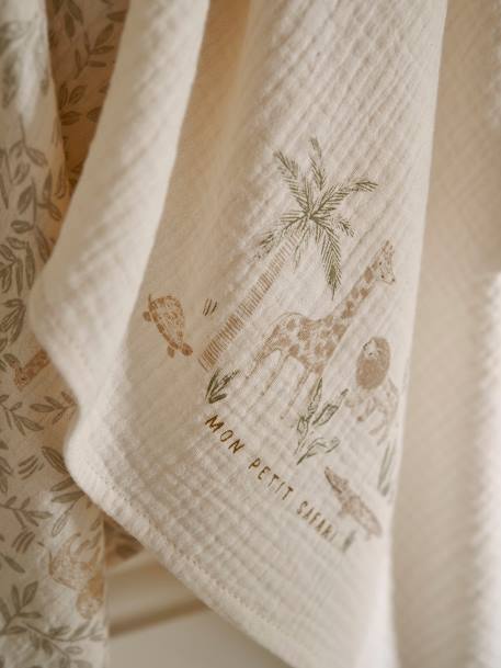 Lot de 3 langes en gaze de coton BABYLON beige imprimé - vertbaudet enfant 