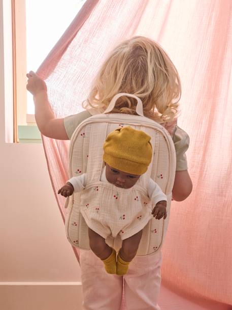 Sac à dos porte poupon blanc+écru+rouge - vertbaudet enfant 