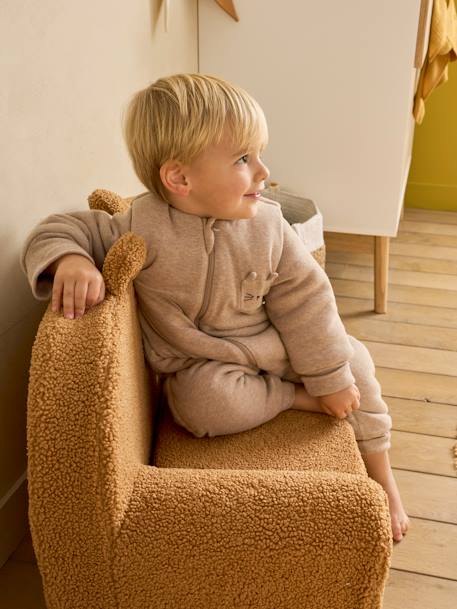 Jumpsuit met voetjes PETIT CHAT, afneembare lange mouwen gemêleerd beige - vertbaudet enfant 