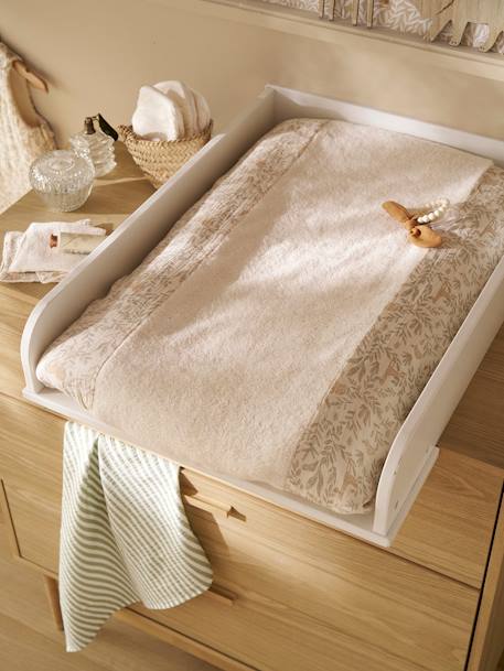 Housse matelas à langer bi-matière gaze de coton/éponge beige imprimé+vert céladon - vertbaudet enfant 