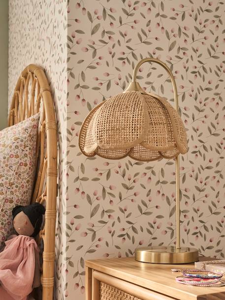 Rotan bloem tafellamp met messing voet goud - vertbaudet enfant 