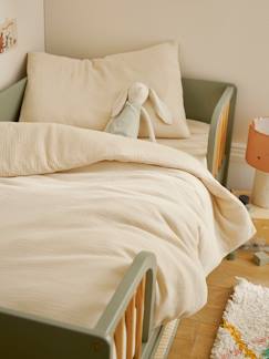 Linge de maison et décoration-Linge de lit bébé-Housse de couette-Parure bébé housse de couette + taie d'oreiller unie en gaze de coton Bio*