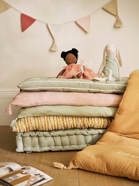Personaliseerbare hoes voor vloermatras kaneel+roze (poederkleur)+saliegroen - vertbaudet enfant 
