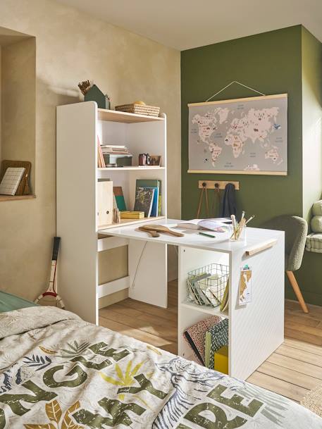 Bibliothèque avec bureau intégré Modulo blanc - vertbaudet enfant 