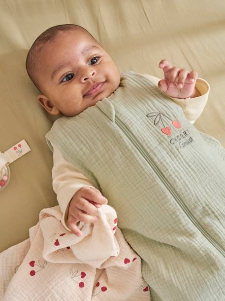 Speciale zomerslaapzak met centrale opening CHERRY saliegroen - vertbaudet enfant 