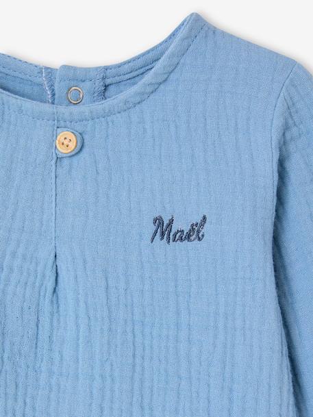 Chemise bébé esprit liquette en gaze de coton bleu pâle - vertbaudet enfant 