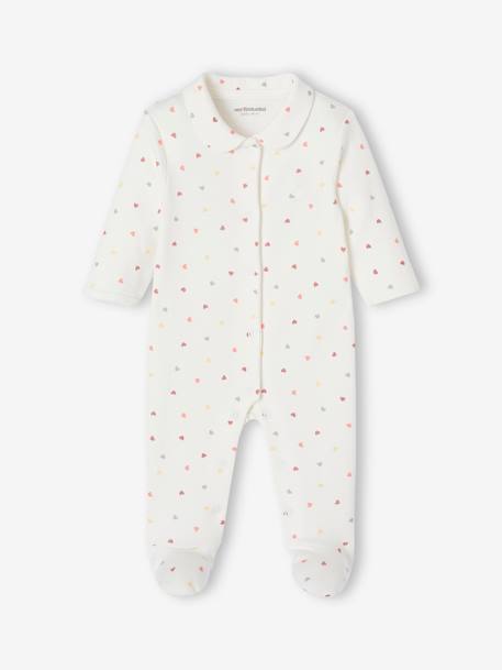 Babyset met slaappakje en 2 personaliseerbare rompertjes met hartjes snoepjesroze - vertbaudet enfant 