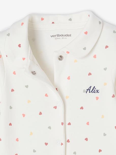 Babyset met slaappakje en 2 personaliseerbare rompertjes met hartjes snoepjesroze - vertbaudet enfant 