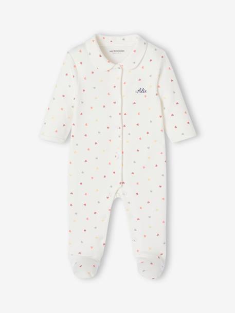 Babyset met slaappakje en 2 personaliseerbare rompertjes met hartjes snoepjesroze - vertbaudet enfant 