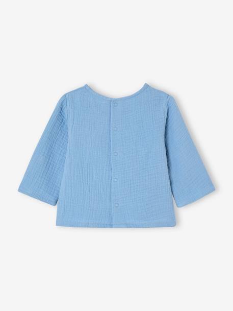 Chemise bébé esprit liquette en gaze de coton bleu pâle - vertbaudet enfant 