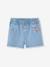 Short en jean brodé fleurs oversize fille bleu clair - vertbaudet enfant 