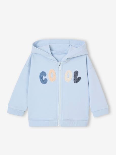 Babysweater met rits en capuchon ecru+hemelsblauw - vertbaudet enfant 