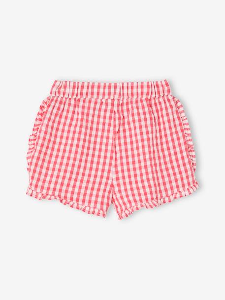 Kort Vichy en seersucker voor baby's rood, geruit - vertbaudet enfant 