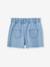 Oversize meisjesshort van jeansstof met geborduurde bloemen lichtblauw - vertbaudet enfant 
