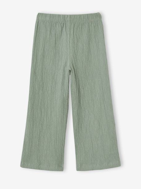 Wijde legging met golvend effect voor meisjes ecru+saliegroen - vertbaudet enfant 