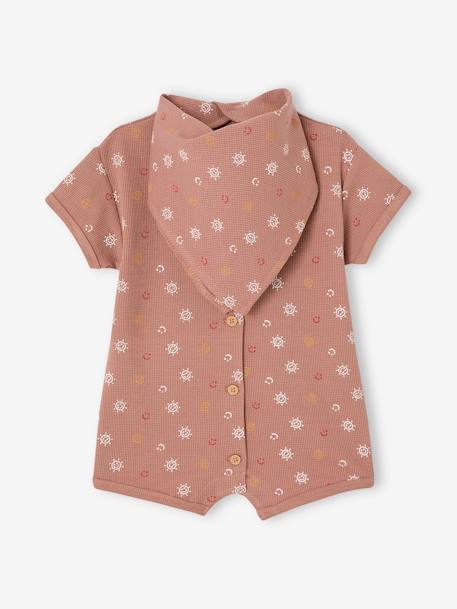 Combinaison bébé et bavoir nid d'abeille coffret cadeau noisette - vertbaudet enfant 