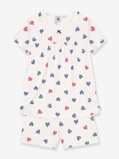 Pyjama short enfant imprimé coeurs blanc - vertbaudet enfant 