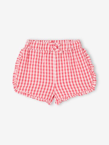 Kort Vichy en seersucker voor baby's rood, geruit - vertbaudet enfant 