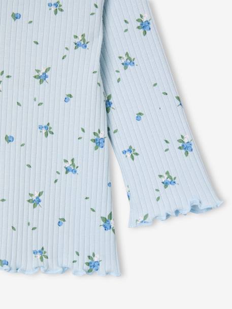 T-shirt bébé en maille côtelée manches longues bleu ciel+rose pâle - vertbaudet enfant 