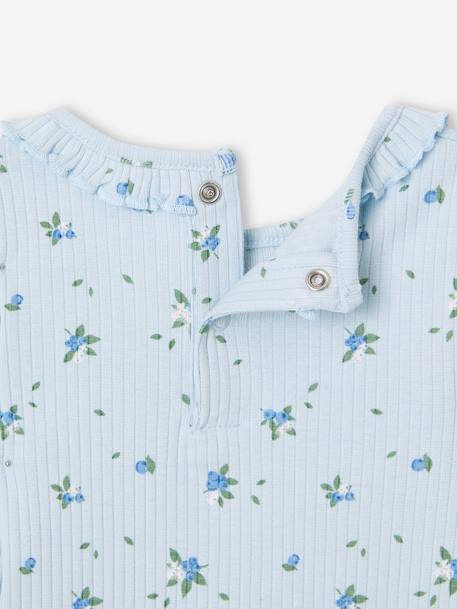 Babyshirt van ribtricot met lange mouwen hemelsblauw+lichtroze - vertbaudet enfant 