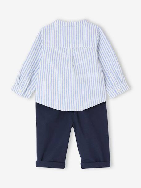 Ensemble bébé chemise rayée + pantalon marine - vertbaudet enfant 