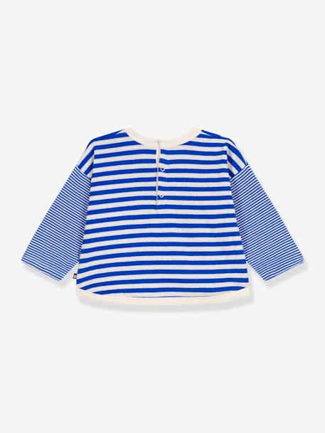 Baby T-shirt van katoen met lange mouwen, gestreept PETIT BATEAU blauw - vertbaudet enfant 