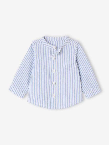 Gestroomde overhemd + broek baby marineblauw - vertbaudet enfant 